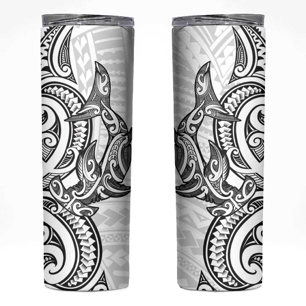 New Zealand Hammerhead Shark Skinny Tumbler Maori Haehae Mangopare White - Vibe Hoodie