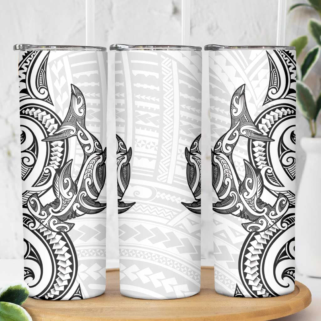 New Zealand Hammerhead Shark Skinny Tumbler Maori Haehae Mangopare White - Vibe Hoodie