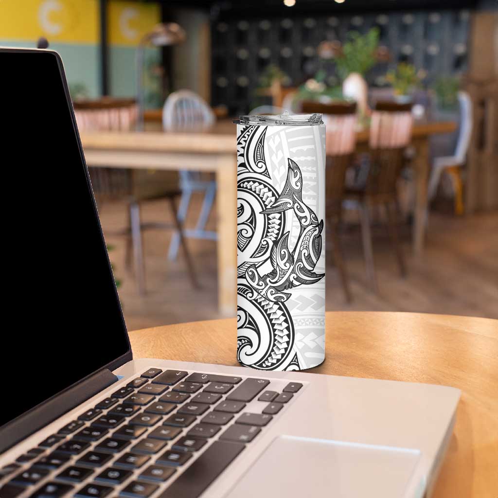 New Zealand Hammerhead Shark Skinny Tumbler Maori Haehae Mangopare White - Vibe Hoodie