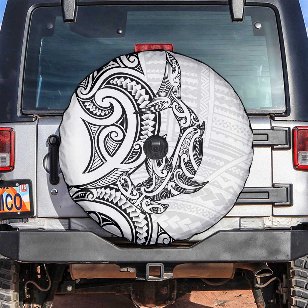 New Zealand Hammerhead Shark Spare Tire Cover Maori Haehae Mangopare White - Vibe Hoodie