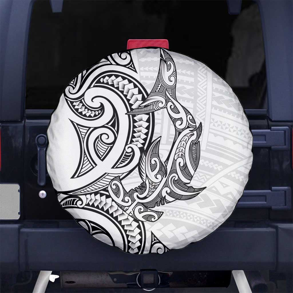 New Zealand Hammerhead Shark Spare Tire Cover Maori Haehae Mangopare White - Vibe Hoodie