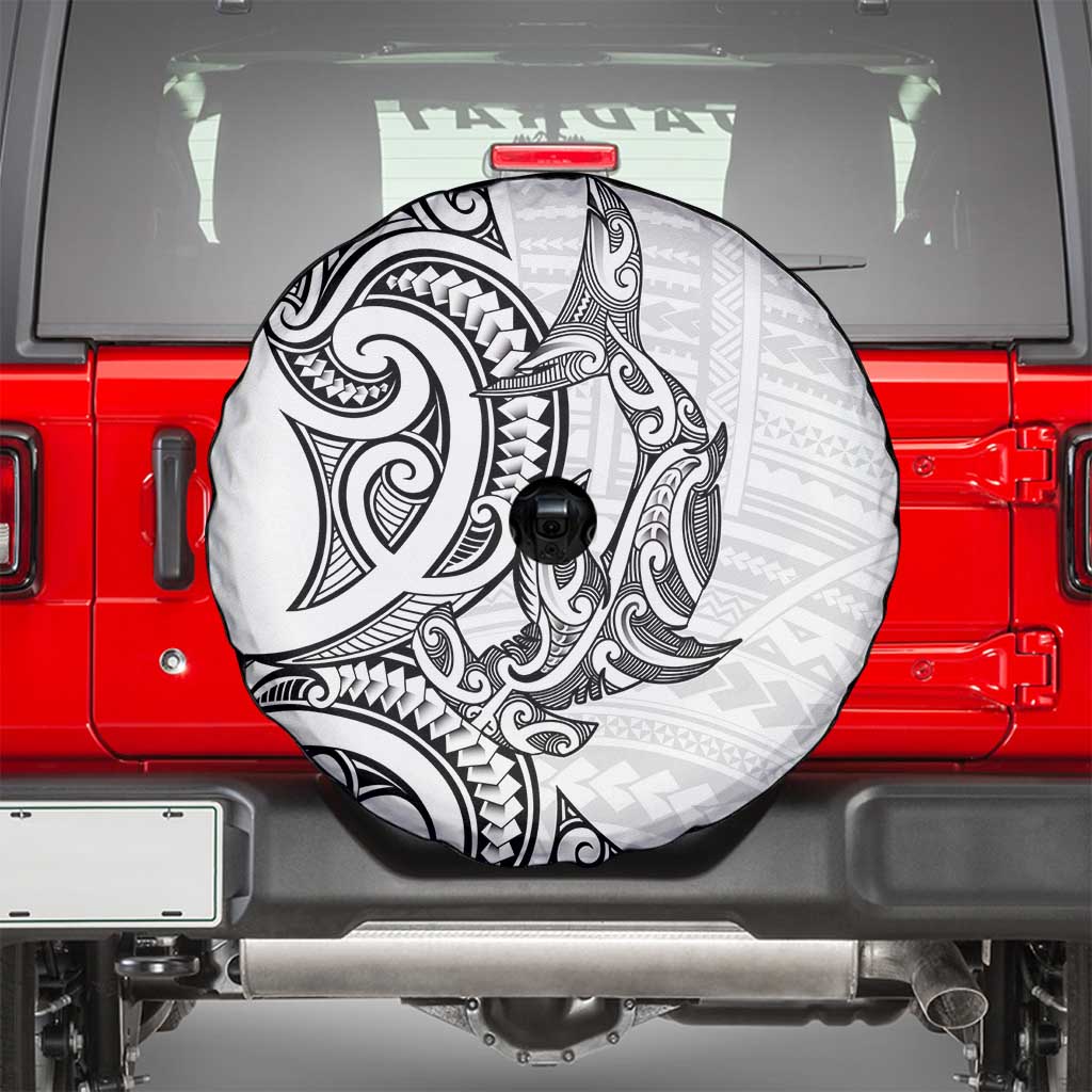New Zealand Hammerhead Shark Spare Tire Cover Maori Haehae Mangopare White - Vibe Hoodie