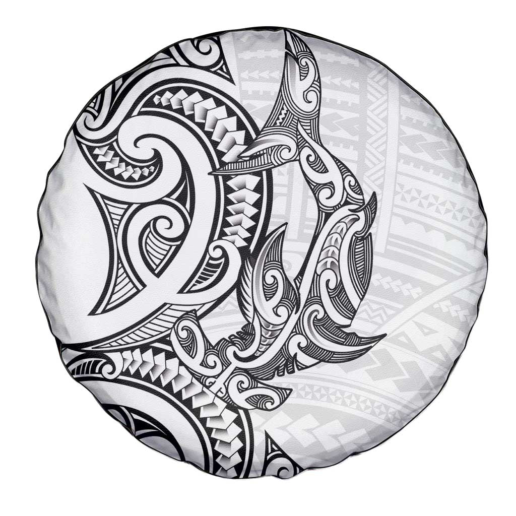 New Zealand Hammerhead Shark Spare Tire Cover Maori Haehae Mangopare White - Vibe Hoodie