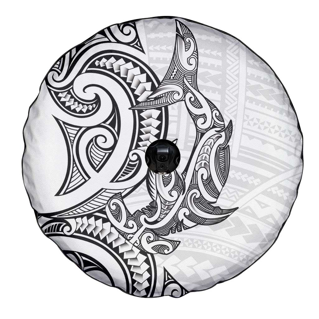 New Zealand Hammerhead Shark Spare Tire Cover Maori Haehae Mangopare White - Vibe Hoodie