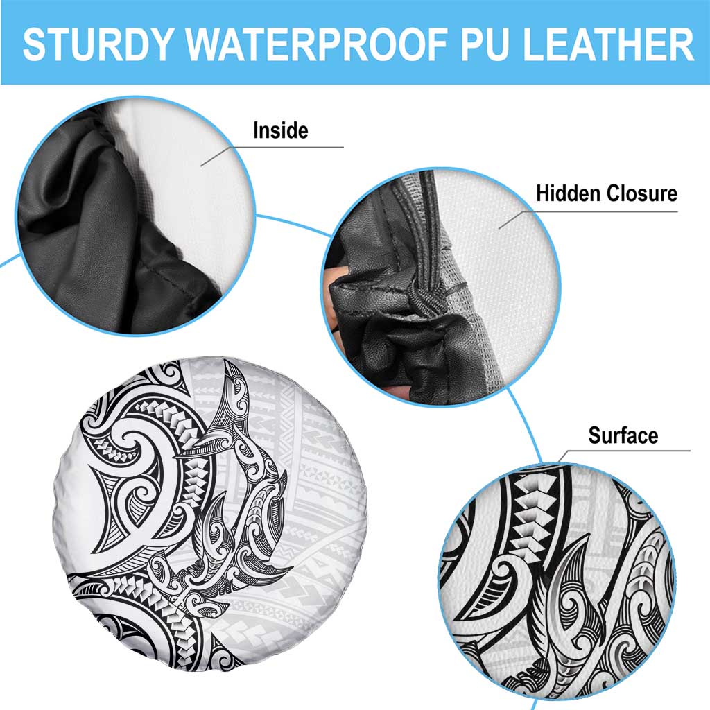 New Zealand Hammerhead Shark Spare Tire Cover Maori Haehae Mangopare White - Vibe Hoodie