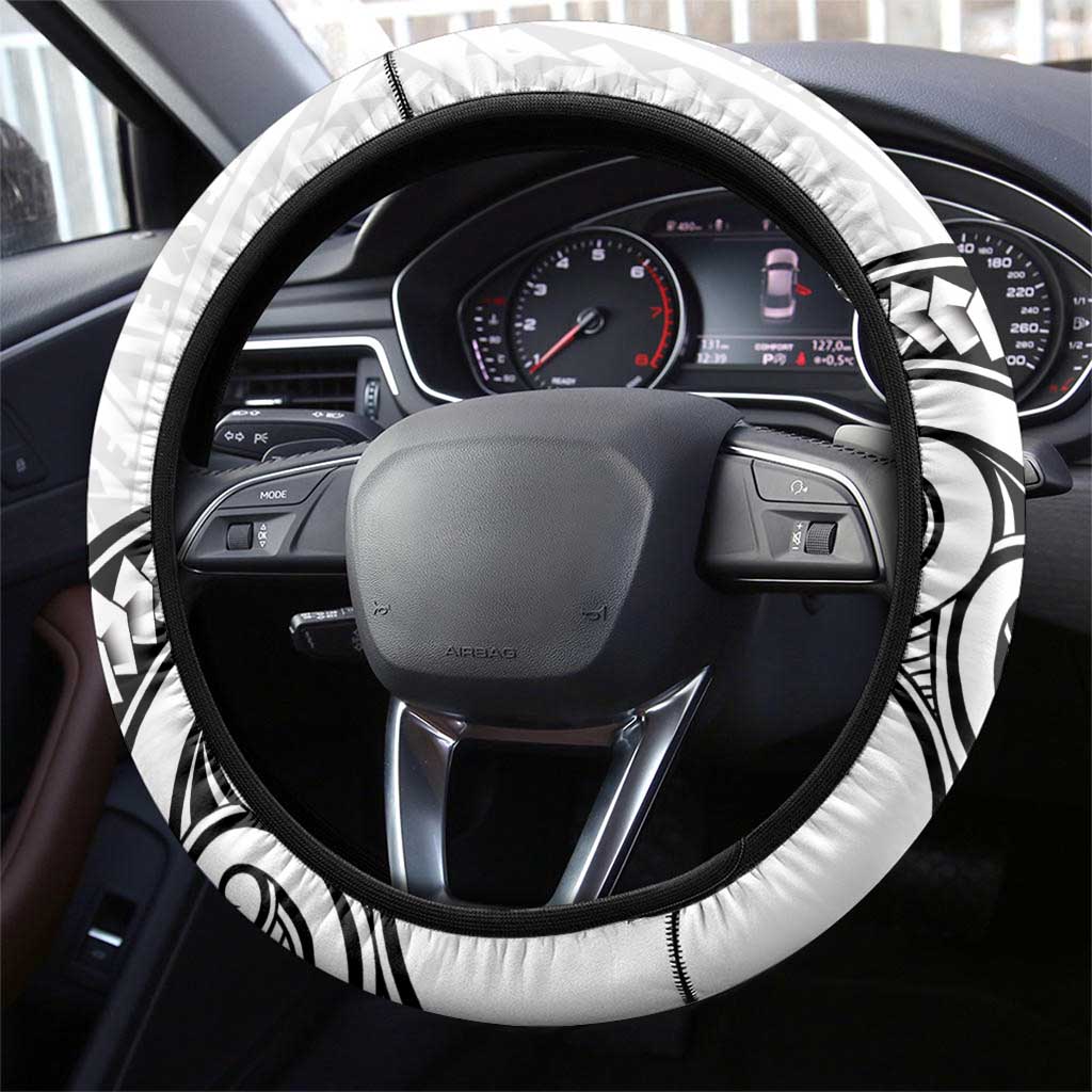 New Zealand Hammerhead Shark Steering Wheel Cover Maori Haehae Mangopare White - Vibe Hoodie