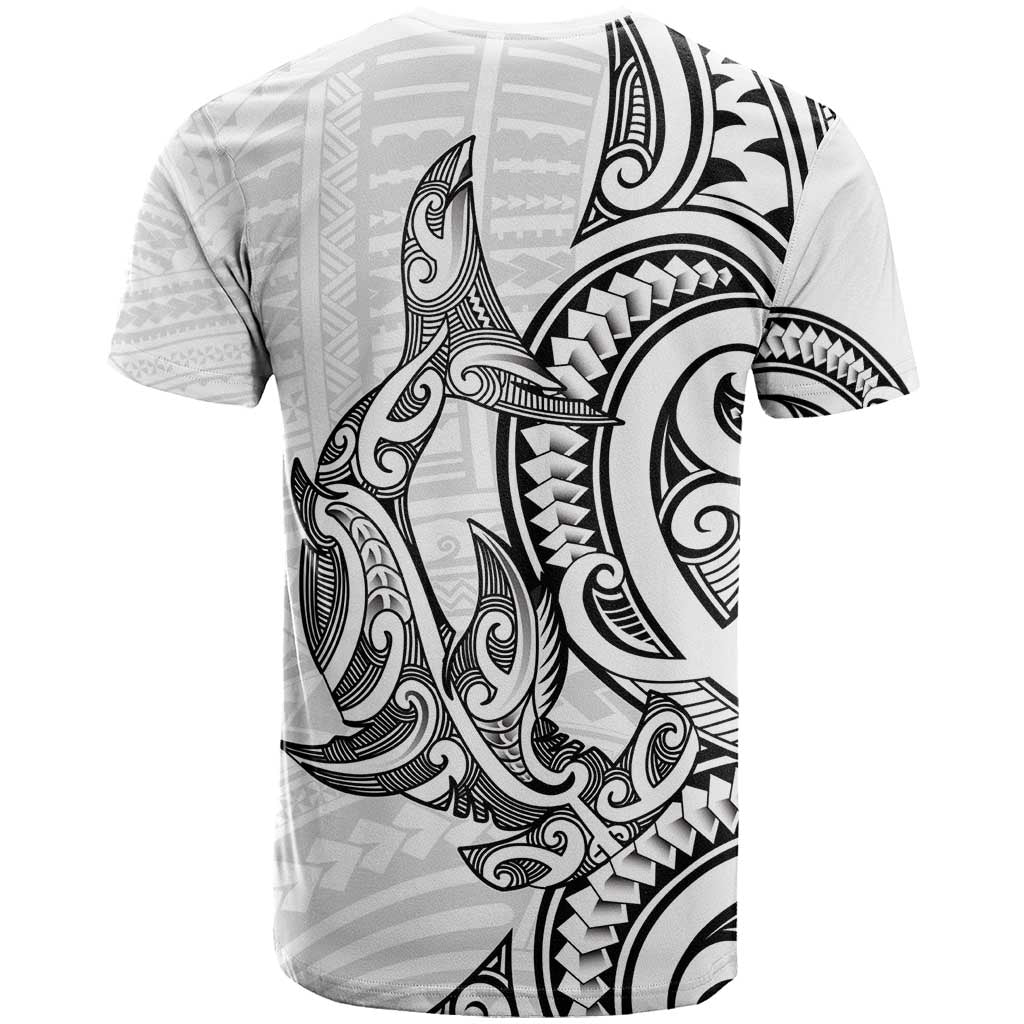 New Zealand Hammerhead Shark T Shirt Maori Haehae Mangopare White - Vibe Hoodie