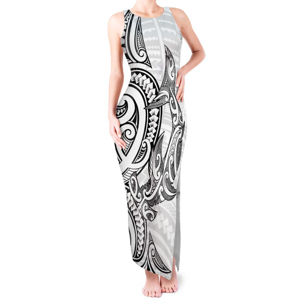 New Zealand Hammerhead Shark Tank Maxi Dress Maori Haehae Mangopare White - Vibe Hoodie