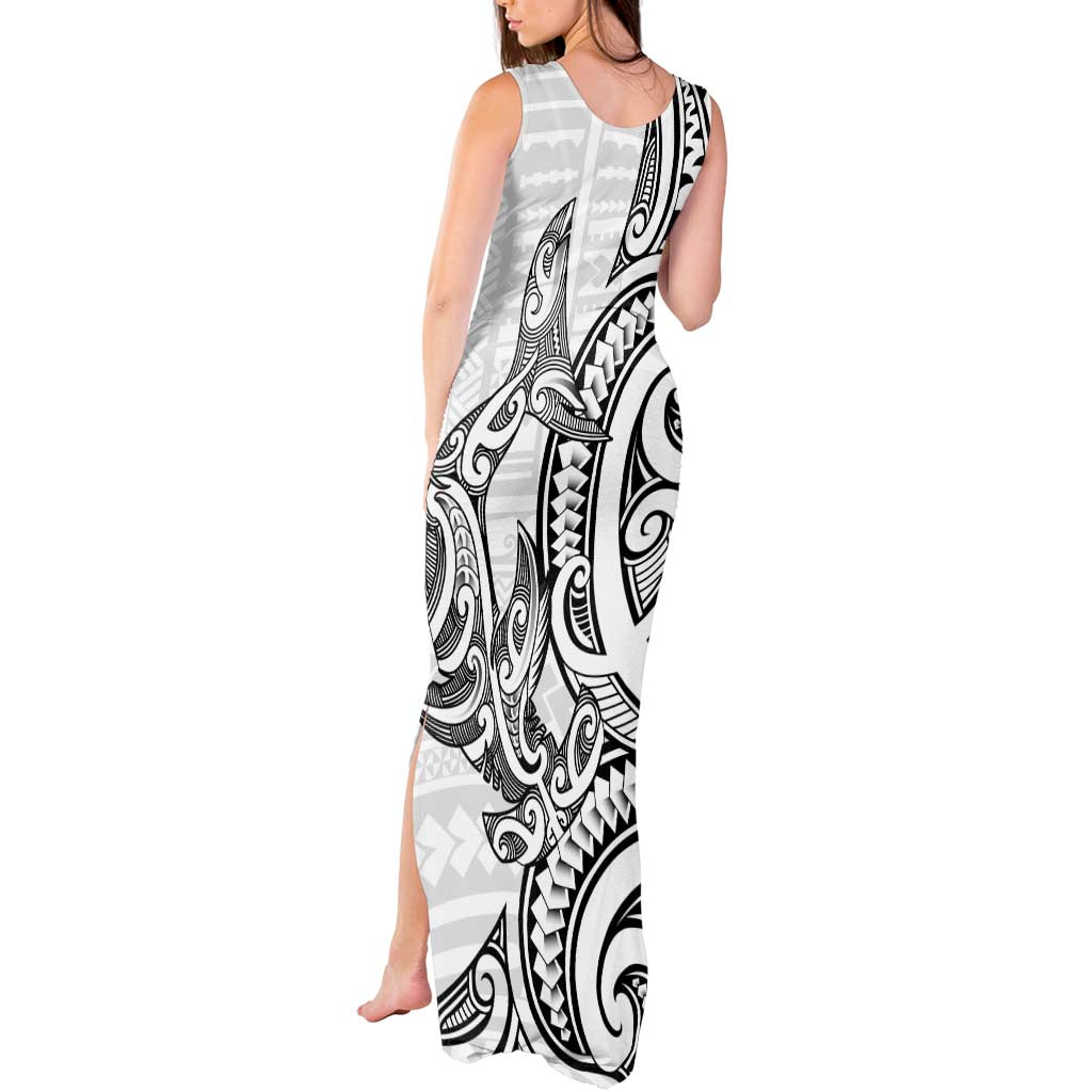 New Zealand Hammerhead Shark Tank Maxi Dress Maori Haehae Mangopare White - Vibe Hoodie