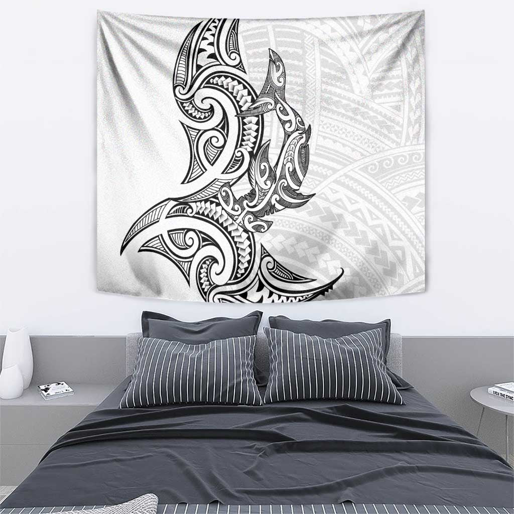 New Zealand Hammerhead Shark Tapestry Maori Haehae Mangopare White - Vibe Hoodie