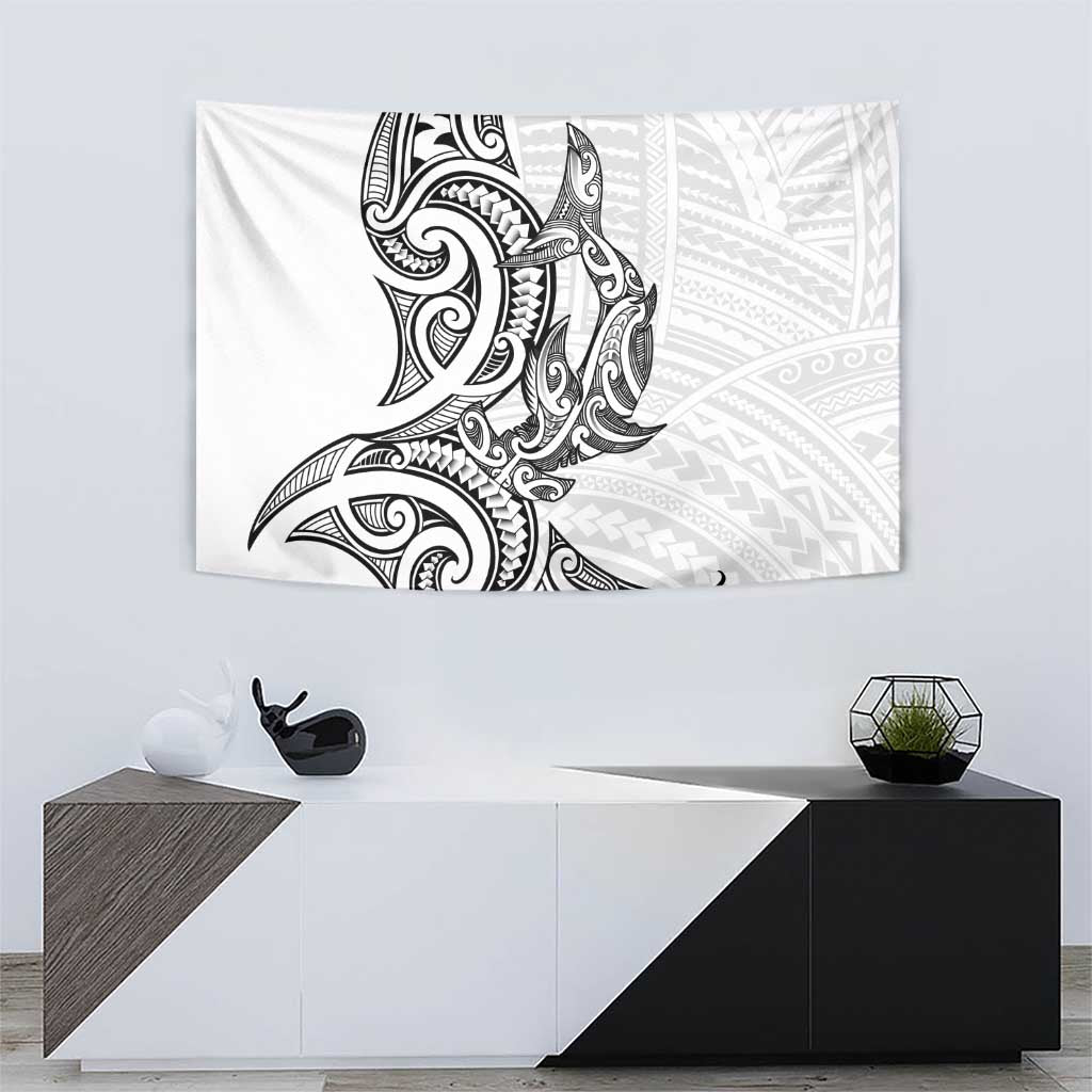 New Zealand Hammerhead Shark Tapestry Maori Haehae Mangopare White - Vibe Hoodie