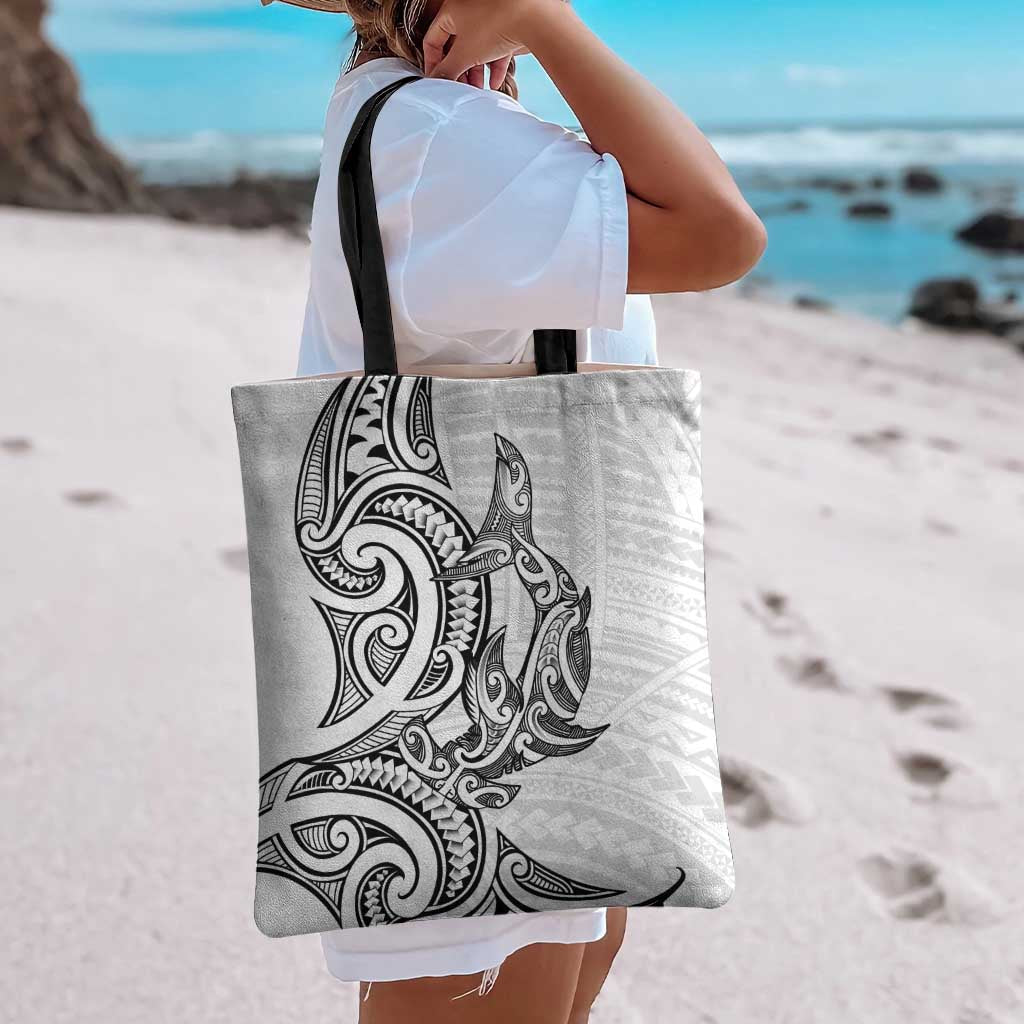 New Zealand Hammerhead Shark Tote Bag Maori Haehae Mangopare White - Vibe Hoodie