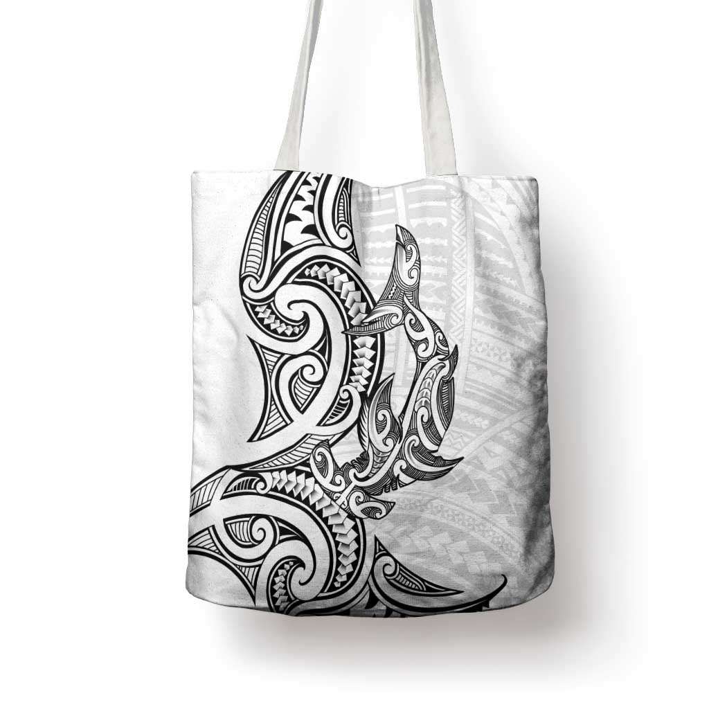 New Zealand Hammerhead Shark Tote Bag Maori Haehae Mangopare White - Vibe Hoodie