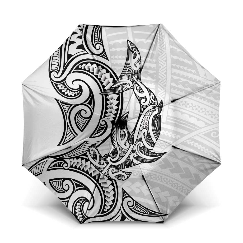 New Zealand Hammerhead Shark Umbrella Maori Haehae Mangopare White - Vibe Hoodie