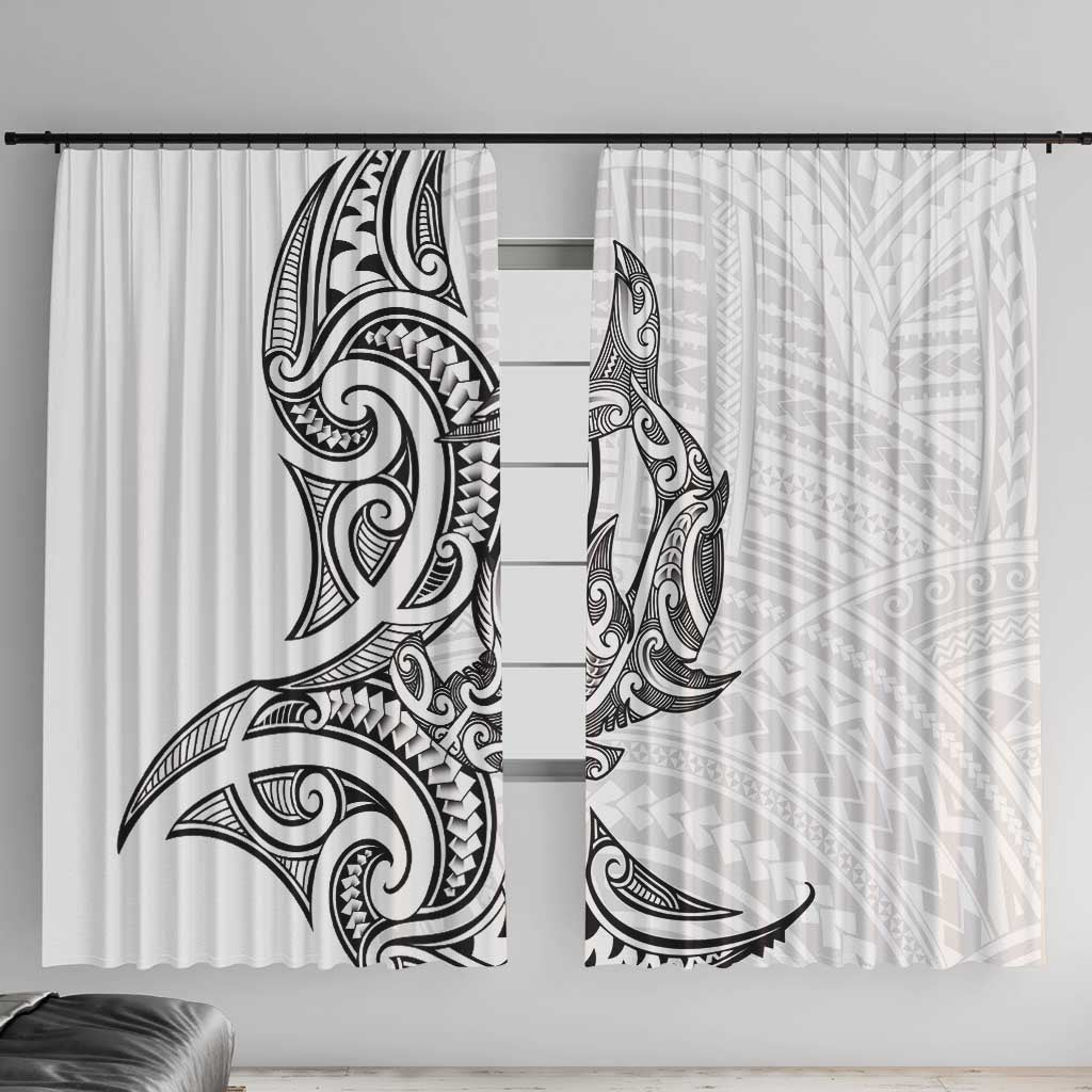 New Zealand Hammerhead Shark Window Curtain Maori Haehae Mangopare White - Vibe Hoodie