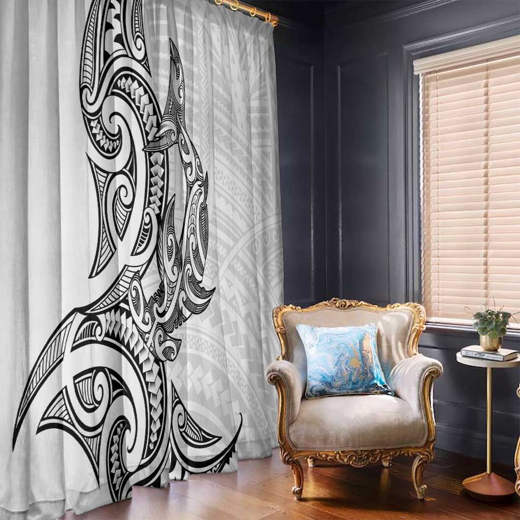New Zealand Hammerhead Shark Window Curtain Maori Haehae Mangopare White - Vibe Hoodie