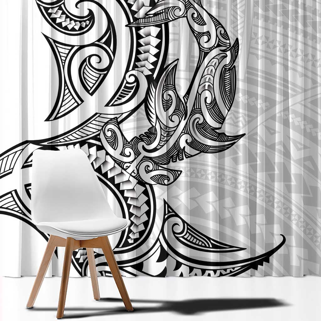 New Zealand Hammerhead Shark Window Curtain Maori Haehae Mangopare White - Vibe Hoodie