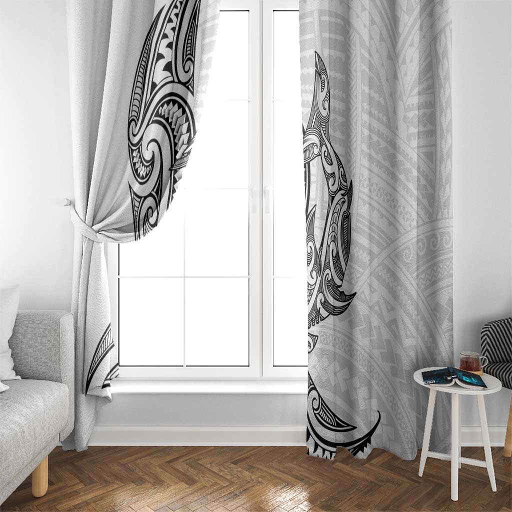 New Zealand Hammerhead Shark Window Curtain Maori Haehae Mangopare White - Vibe Hoodie