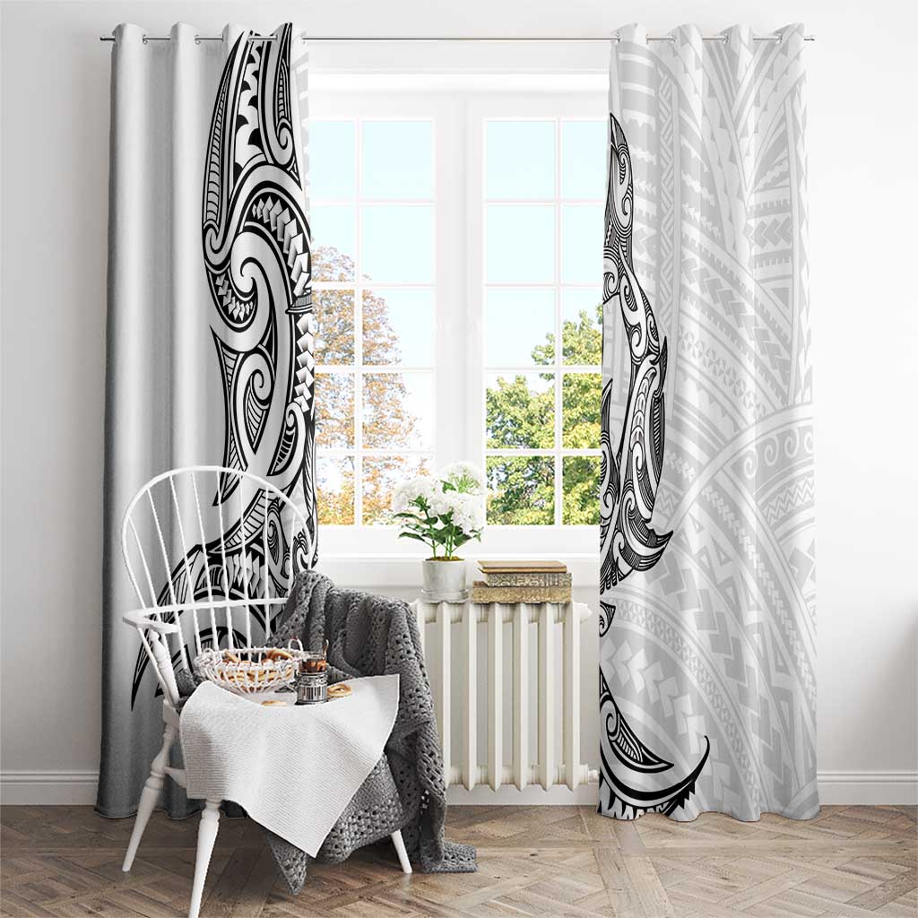 New Zealand Hammerhead Shark Window Curtain Maori Haehae Mangopare White - Vibe Hoodie