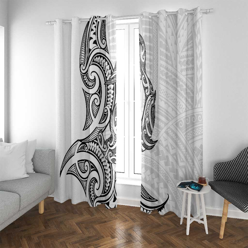 New Zealand Hammerhead Shark Window Curtain Maori Haehae Mangopare White - Vibe Hoodie