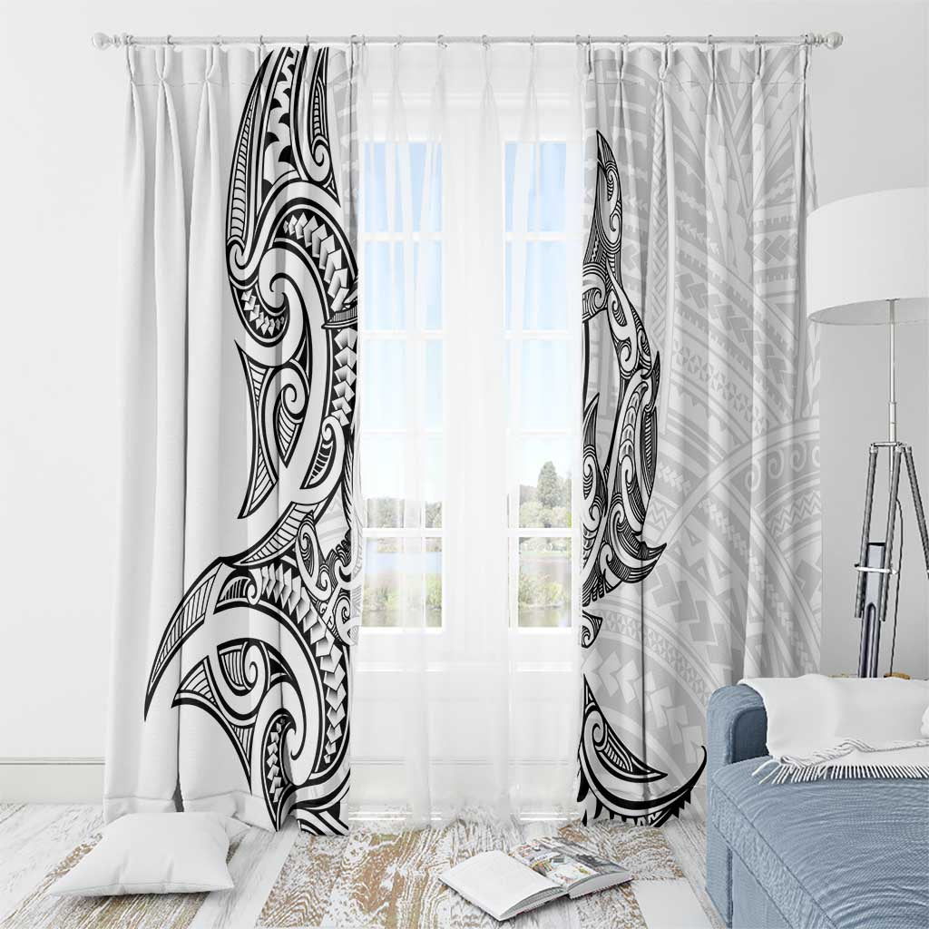 New Zealand Hammerhead Shark Window Curtain Maori Haehae Mangopare White - Vibe Hoodie