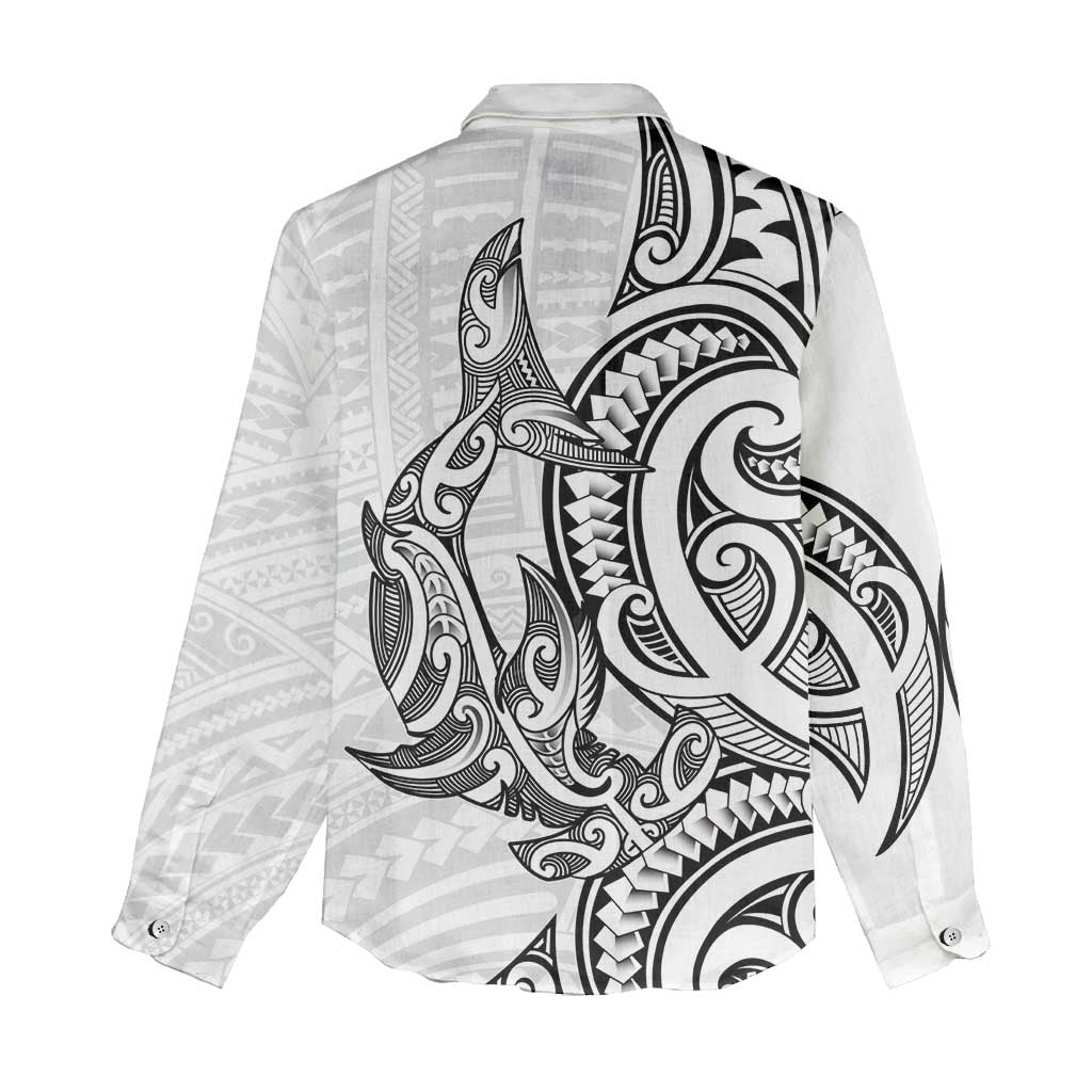 New Zealand Hammerhead Shark Women Casual Shirt Maori Haehae Mangopare White - Vibe Hoodie