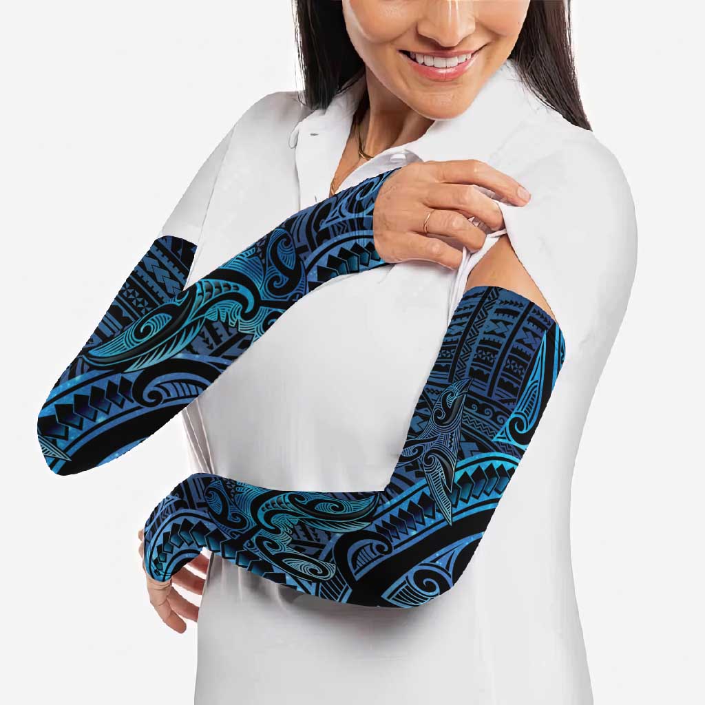 New Zealand Hammerhead Shark Arm Sleeves Maori Haehae Mangopare Galaxy - Vibe Hoodie