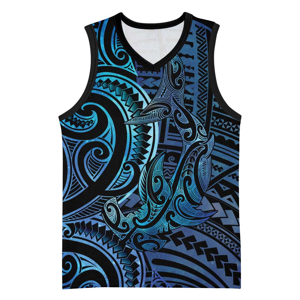 New Zealand Hammerhead Shark Basketball Jersey Maori Haehae Mangopare Galaxy - Vibe Hoodie