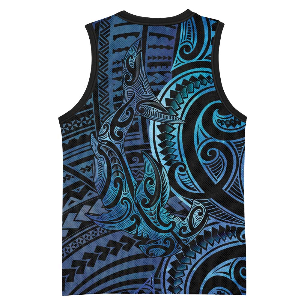 New Zealand Hammerhead Shark Basketball Jersey Maori Haehae Mangopare Galaxy - Vibe Hoodie