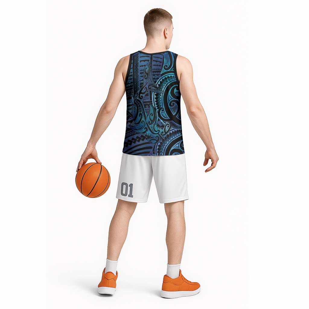 New Zealand Hammerhead Shark Basketball Jersey Maori Haehae Mangopare Galaxy - Vibe Hoodie