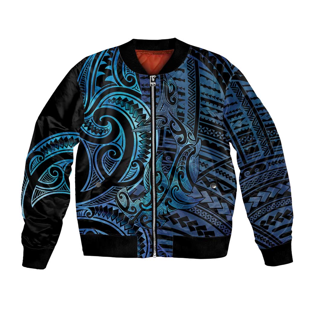 New Zealand Hammerhead Shark Bomber Jacket Maori Haehae Mangopare Galaxy - Vibe Hoodie