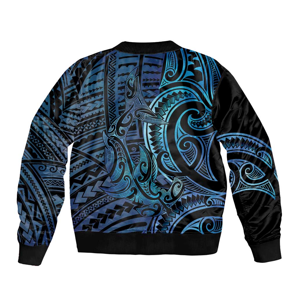 New Zealand Hammerhead Shark Bomber Jacket Maori Haehae Mangopare Galaxy - Vibe Hoodie
