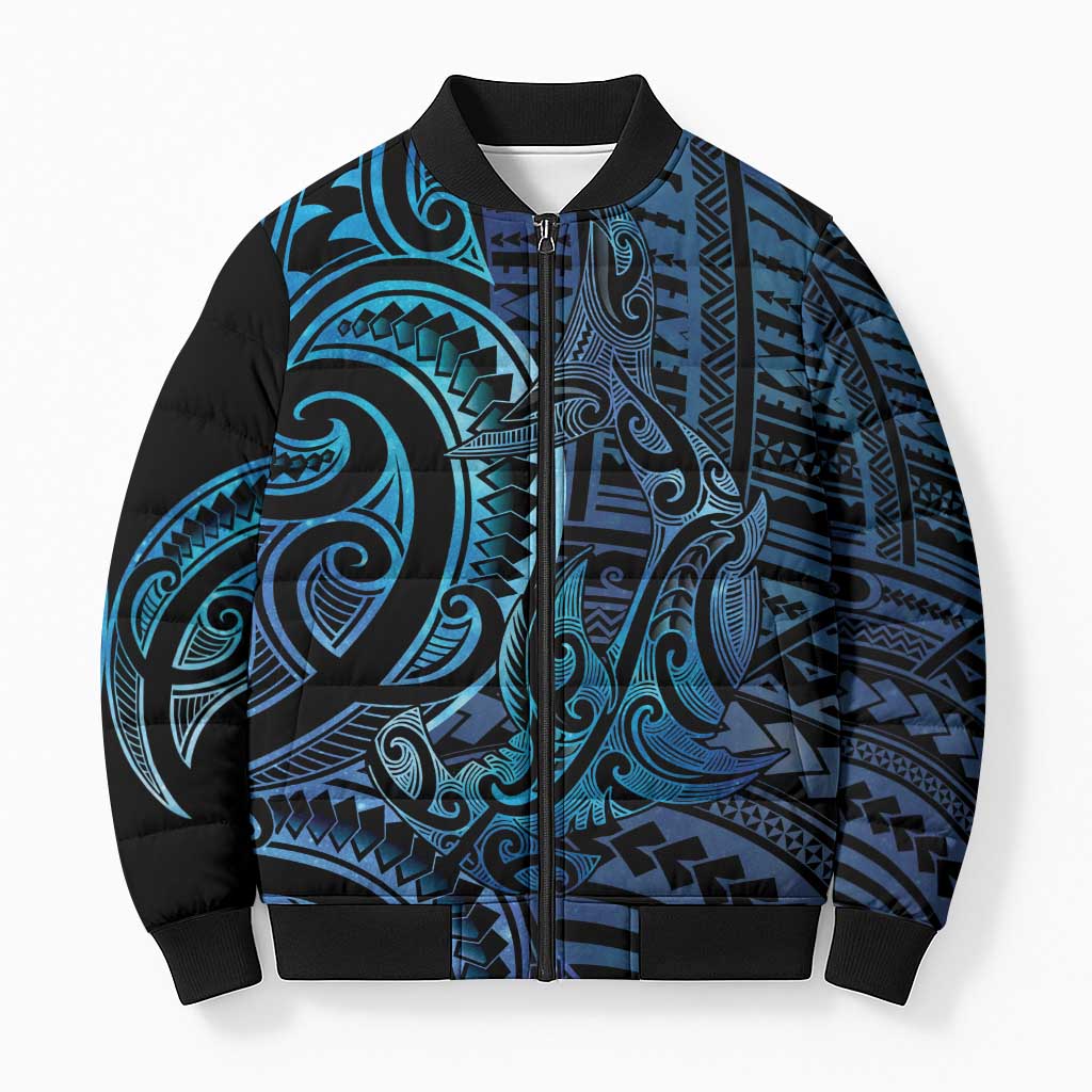 New Zealand Hammerhead Shark Bomber Puffer Jacket Maori Haehae Mangopare Galaxy - Vibe Hoodie