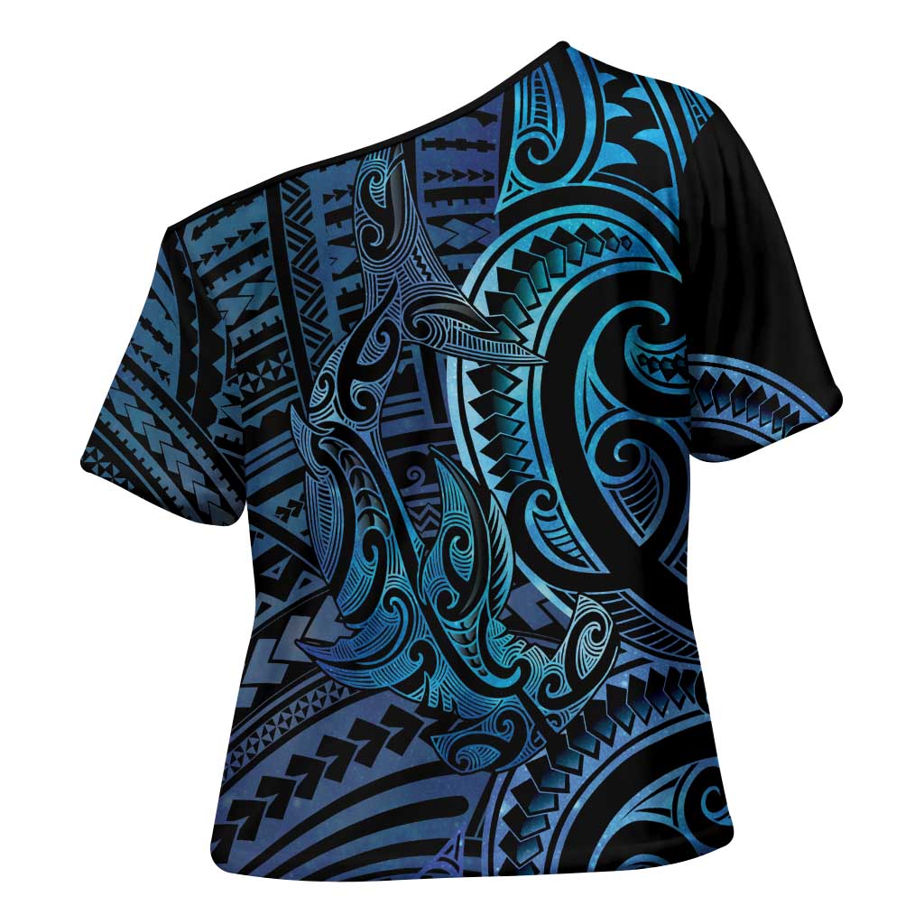 New Zealand Hammerhead Shark Cross Shoulder Shirt Maori Haehae Mangopare Galaxy - Vibe Hoodie