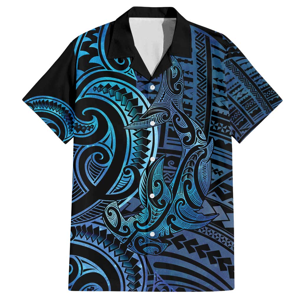 New Zealand Hammerhead Shark Family Matching Long Sleeve Bodycon Dress and Hawaiian Shirt Maori Haehae Mangopare Galaxy - Vibe Hoodie