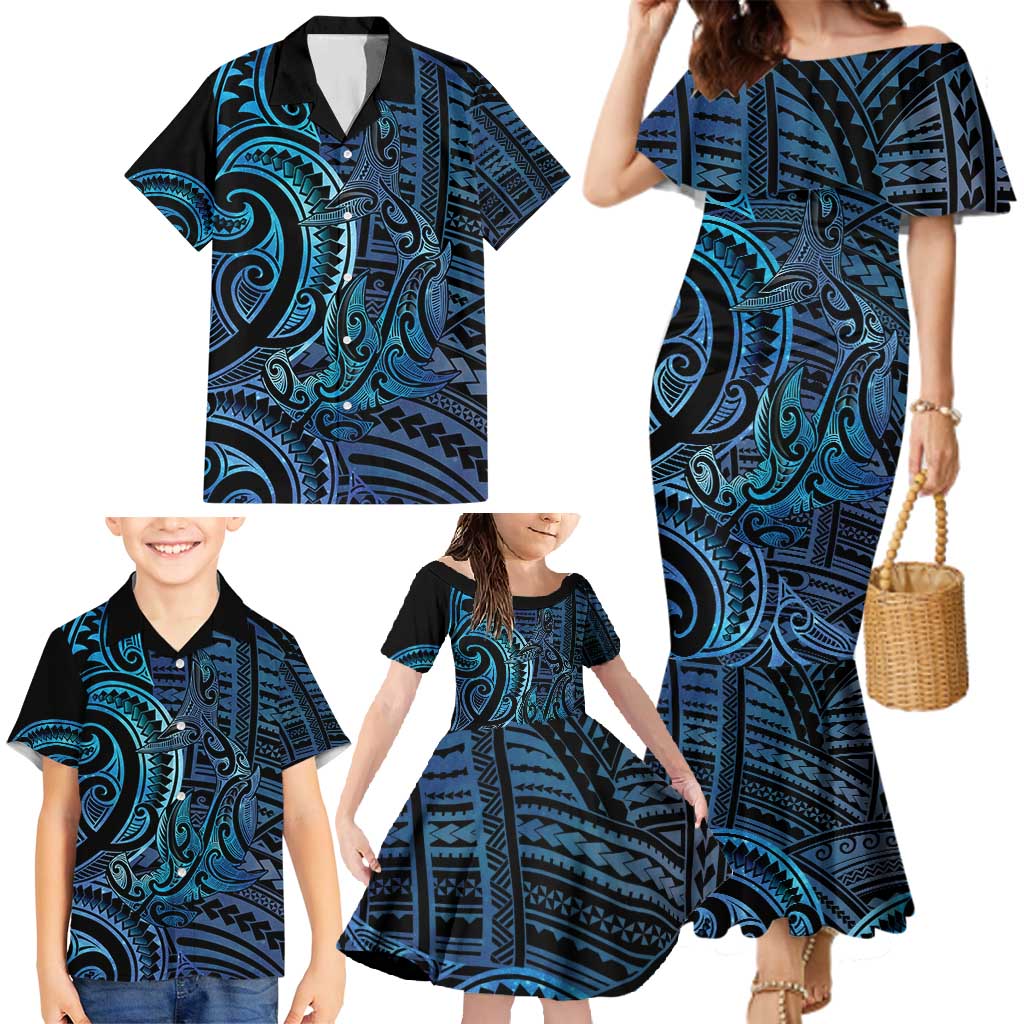 New Zealand Hammerhead Shark Family Matching Mermaid Dress and Hawaiian Shirt Maori Haehae Mangopare Galaxy - Vibe Hoodie