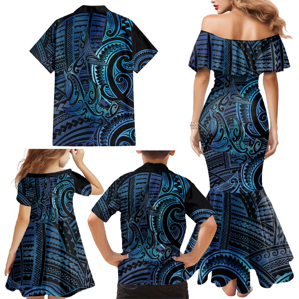 New Zealand Hammerhead Shark Family Matching Mermaid Dress and Hawaiian Shirt Maori Haehae Mangopare Galaxy - Vibe Hoodie