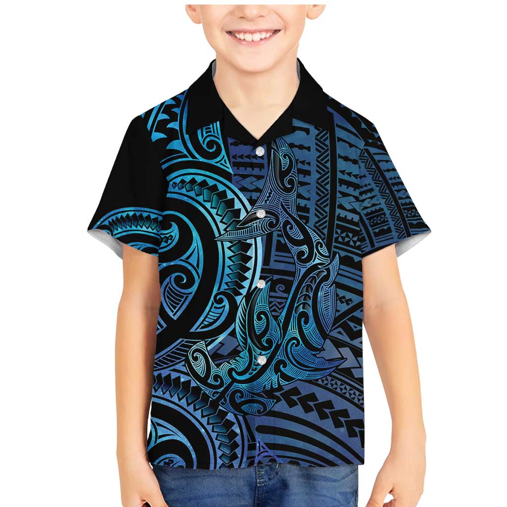New Zealand Hammerhead Shark Family Matching Mermaid Dress and Hawaiian Shirt Maori Haehae Mangopare Galaxy - Vibe Hoodie