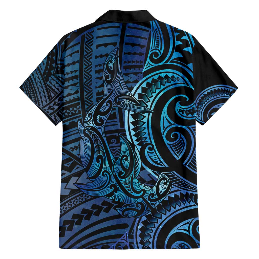New Zealand Hammerhead Shark Family Matching Off Shoulder Short Dress and Hawaiian Shirt Maori Haehae Mangopare Galaxy - Vibe Hoodie