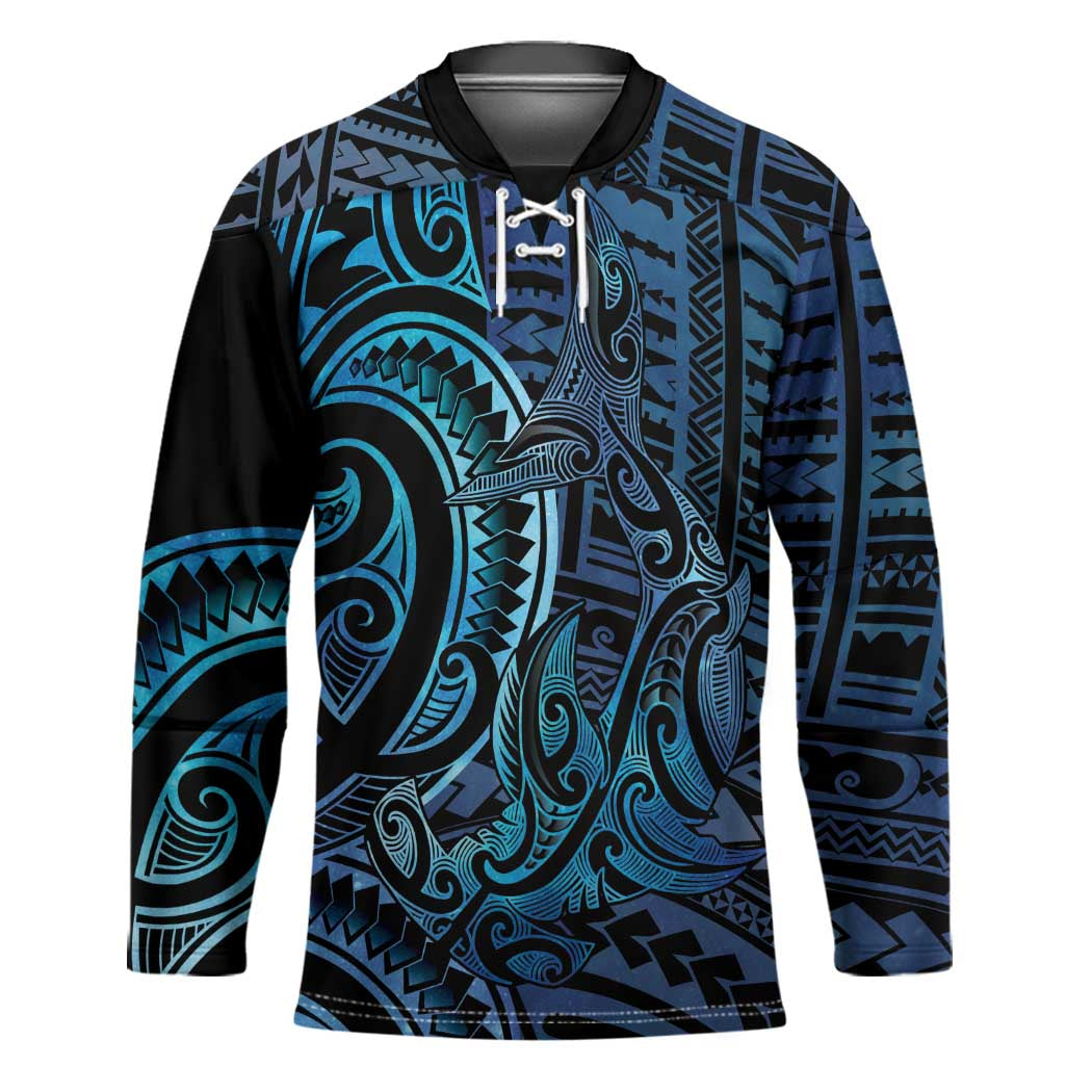New Zealand Hammerhead Shark Hockey Jersey Maori Haehae Mangopare Galaxy - Vibe Hoodie