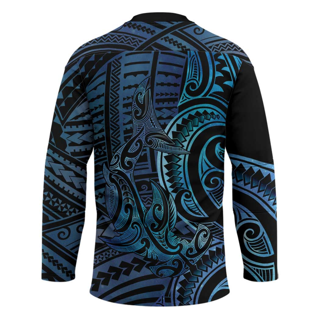 New Zealand Hammerhead Shark Hockey Jersey Maori Haehae Mangopare Galaxy - Vibe Hoodie