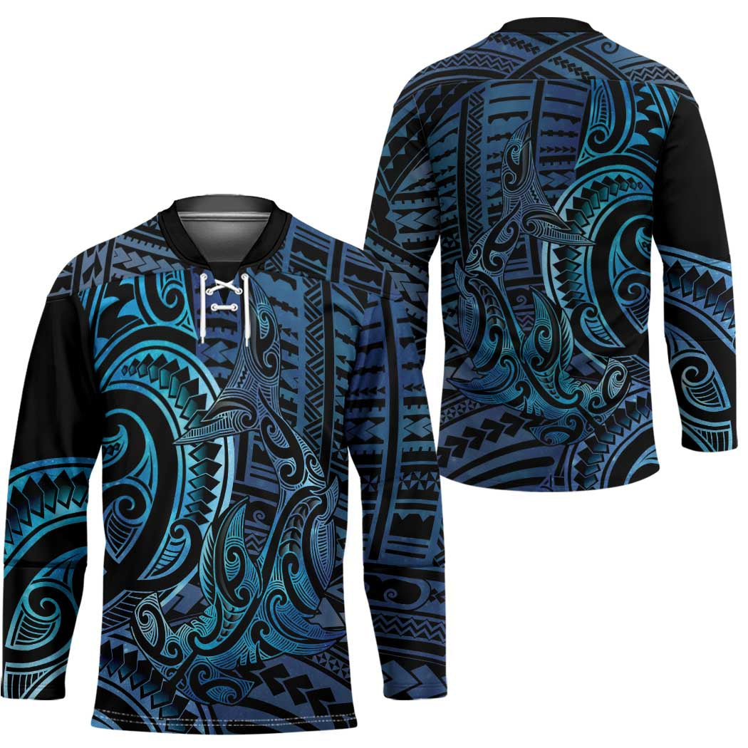 New Zealand Hammerhead Shark Hockey Jersey Maori Haehae Mangopare Galaxy - Vibe Hoodie