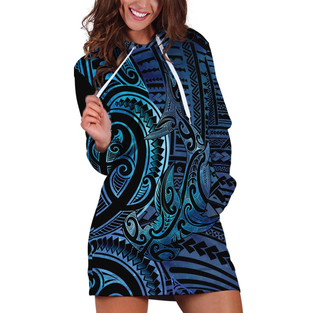 New Zealand Hammerhead Shark Hoodie Dress Maori Haehae Mangopare Galaxy - Vibe Hoodie