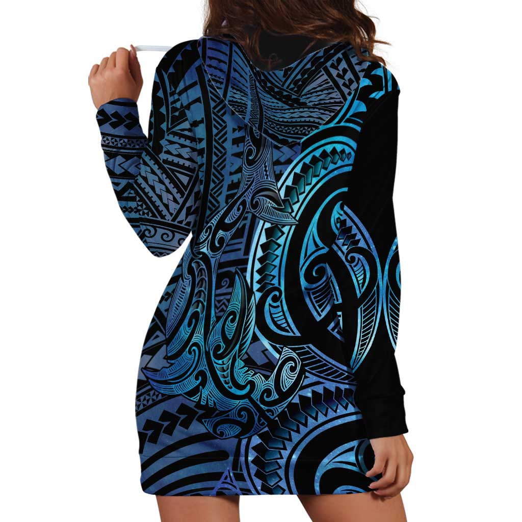 New Zealand Hammerhead Shark Hoodie Dress Maori Haehae Mangopare Galaxy - Vibe Hoodie