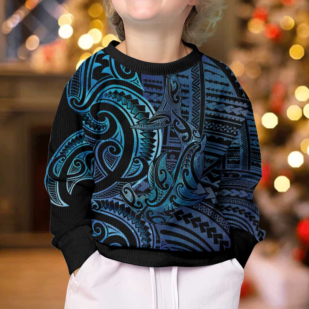 New Zealand Hammerhead Shark Kid Ugly Christmas Sweater Maori Haehae Mangopare Galaxy - Vibe Hoodie