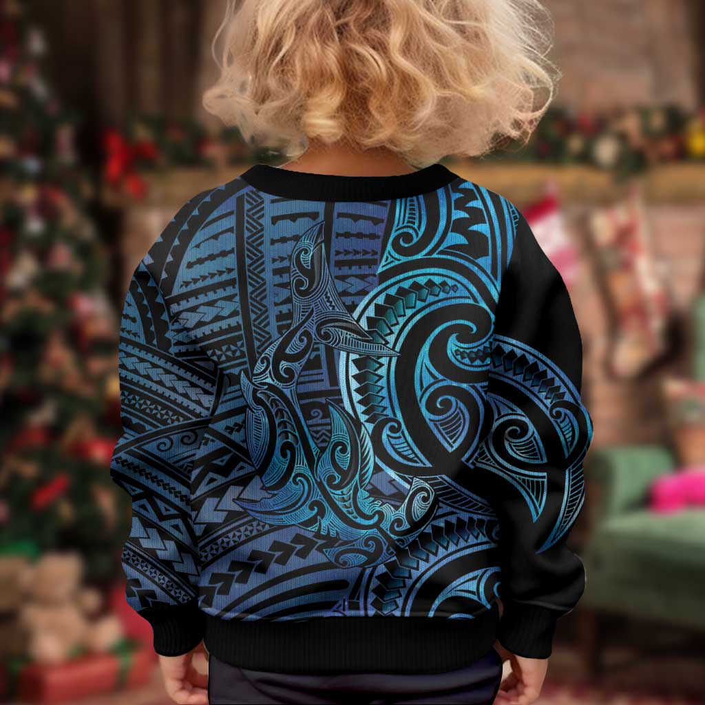 New Zealand Hammerhead Shark Kid Ugly Christmas Sweater Maori Haehae Mangopare Galaxy - Vibe Hoodie