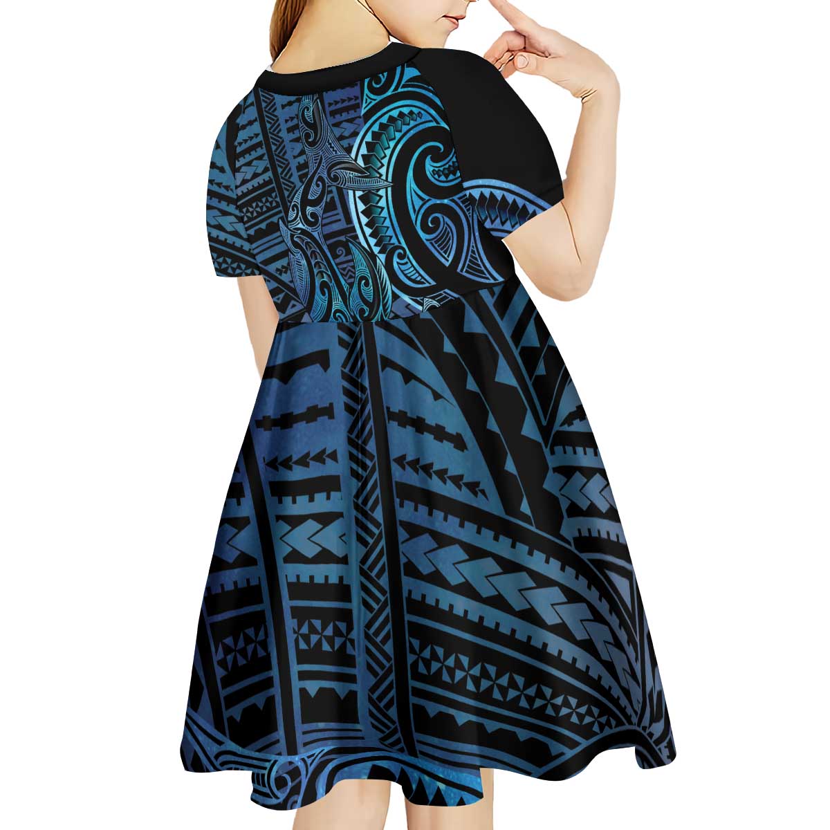 New Zealand Hammerhead Shark Kid Short Sleeve Dress Maori Haehae Mangopare Galaxy - Vibe Hoodie