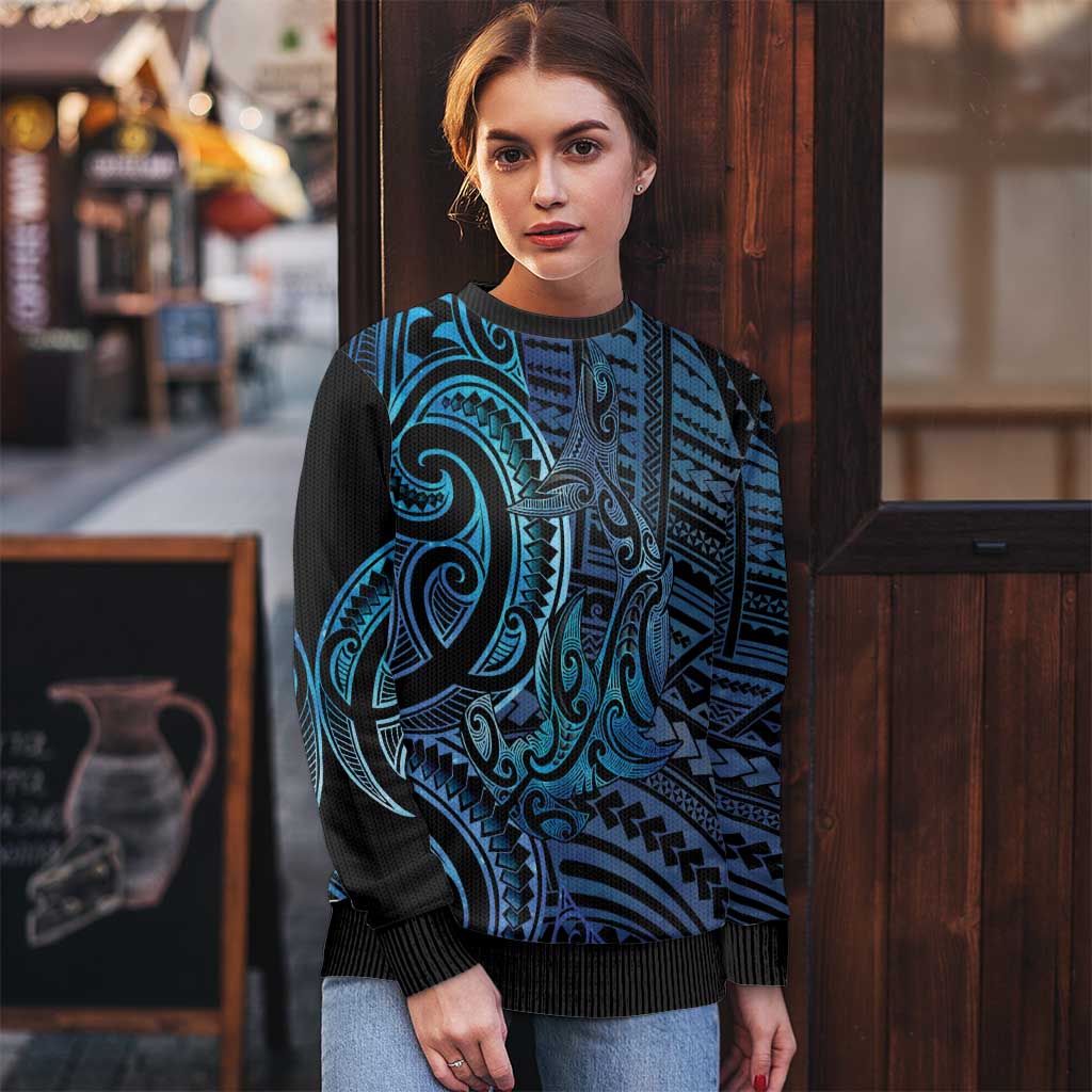 New Zealand Hammerhead Shark Ugly Christmas Sweater Maori Haehae Mangopare Galaxy - Vibe Hoodie