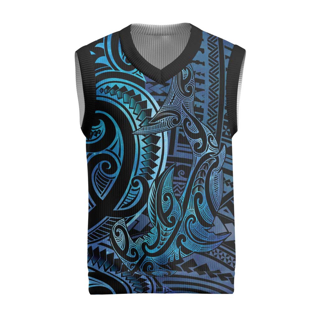 New Zealand Hammerhead Shark Christmas Knitted V-Neck Vest Maori Haehae Mangopare Galaxy - Vibe Hoodie