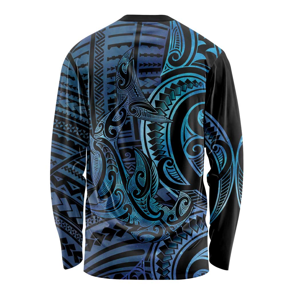 New Zealand Hammerhead Shark Long Sleeve Shirt Maori Haehae Mangopare Galaxy - Vibe Hoodie